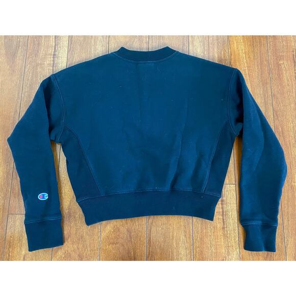 Women Champion Reverse Weave 1/4 zip cropped collarless pullover sweatshirt M - Picture 3 of 4